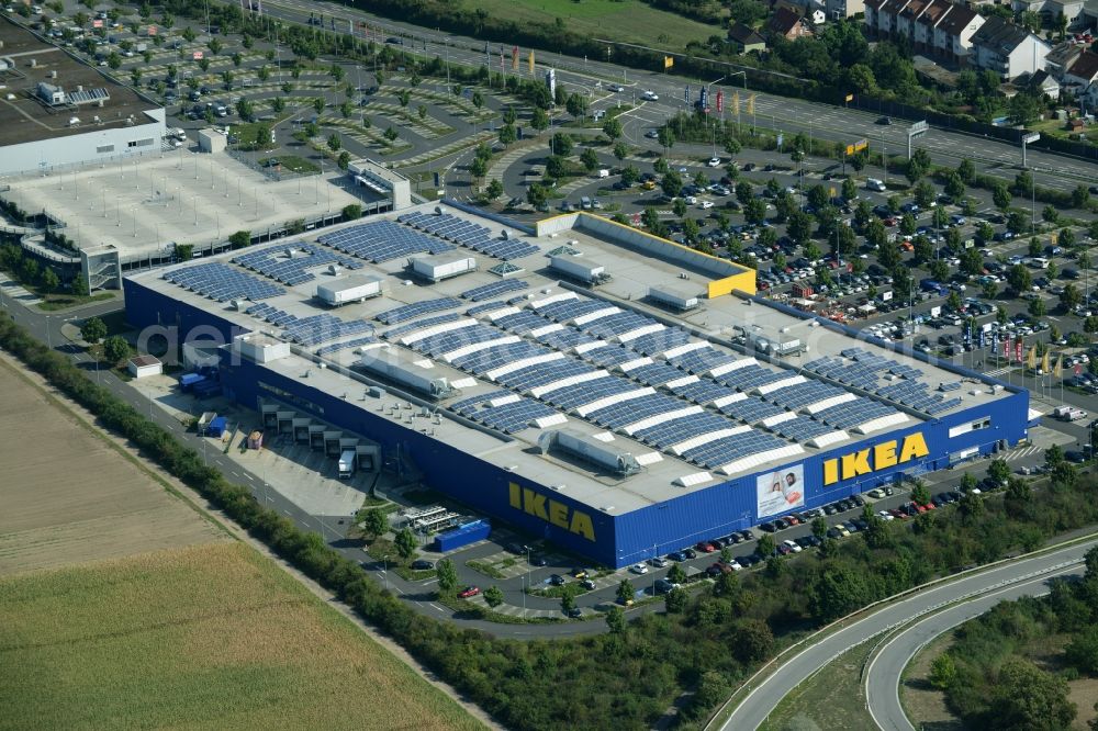 Mannheim from above - Building of the store - furniture market IKEA Einrichtungshaus Mannheim in Mannheim in the state Baden-Wuerttemberg