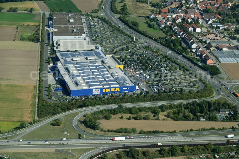 Mannheim from the bird's eye view: Building of the store - furniture market IKEA Einrichtungshaus Mannheim in Mannheim in the state Baden-Wuerttemberg