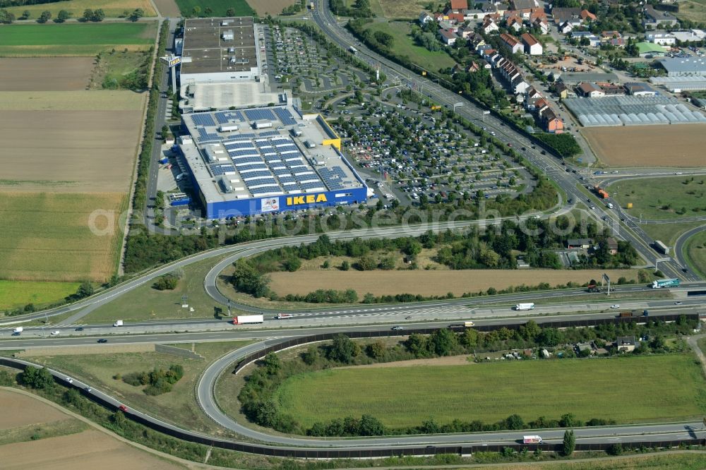 Aerial image Mannheim - Building of the store - furniture market IKEA Einrichtungshaus Mannheim in Mannheim in the state Baden-Wuerttemberg