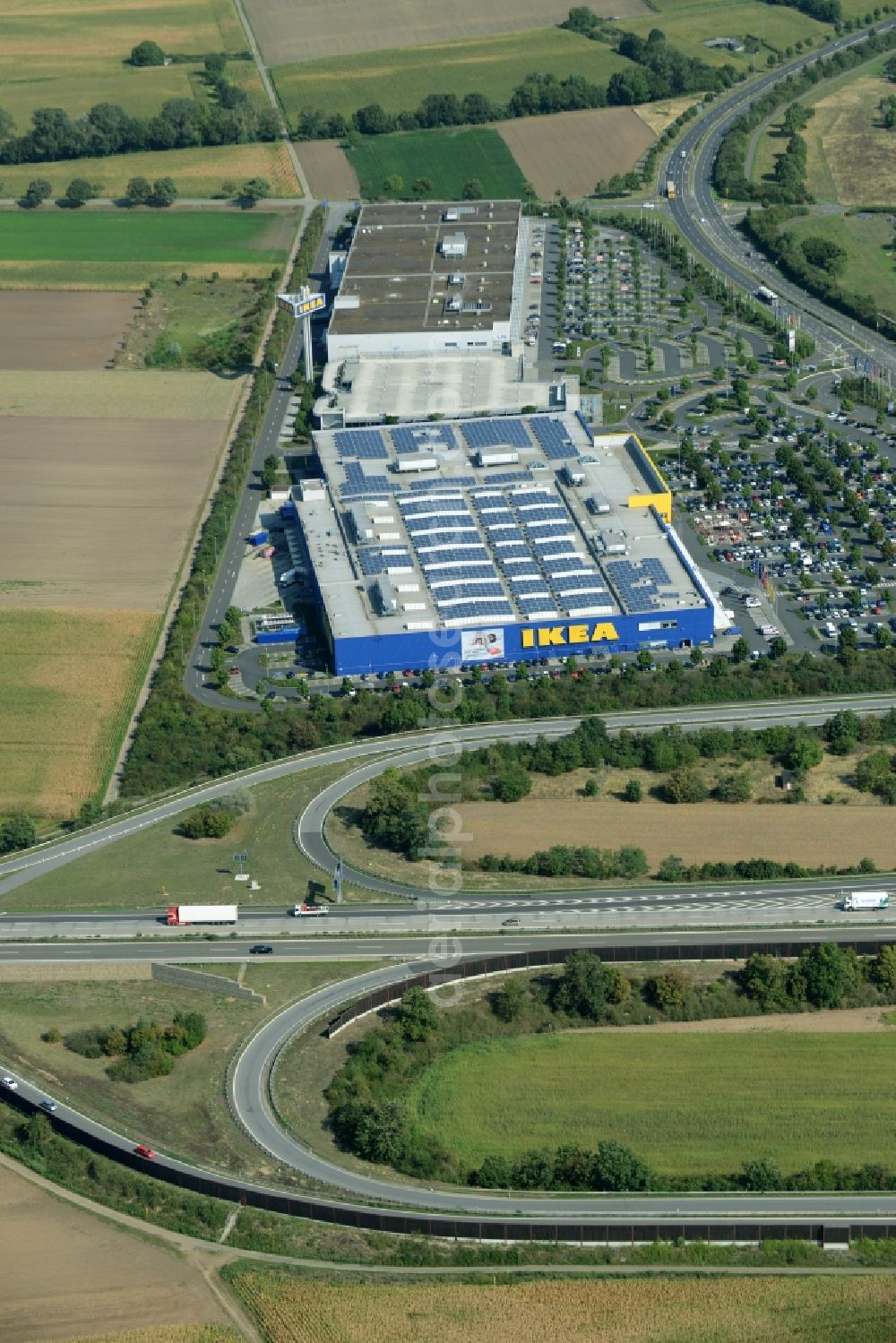 Aerial photograph Mannheim - Building of the store - furniture market IKEA Einrichtungshaus Mannheim in Mannheim in the state Baden-Wuerttemberg