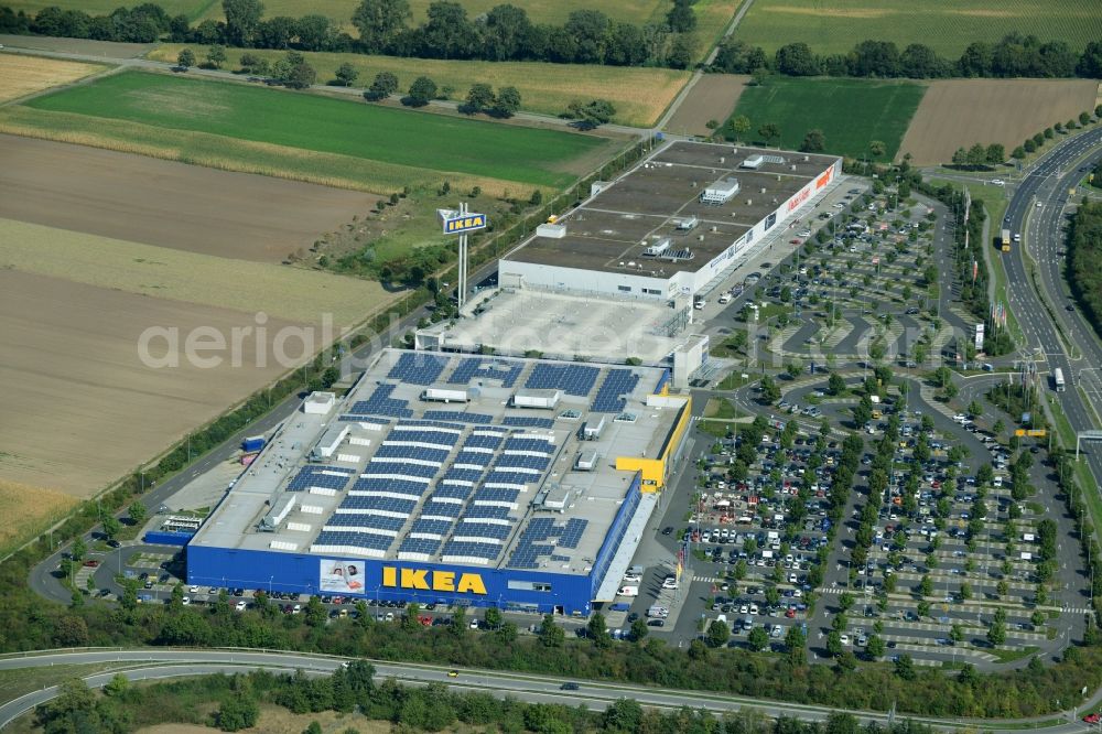 Mannheim from the bird's eye view: Building of the store - furniture market IKEA Einrichtungshaus Mannheim in Mannheim in the state Baden-Wuerttemberg