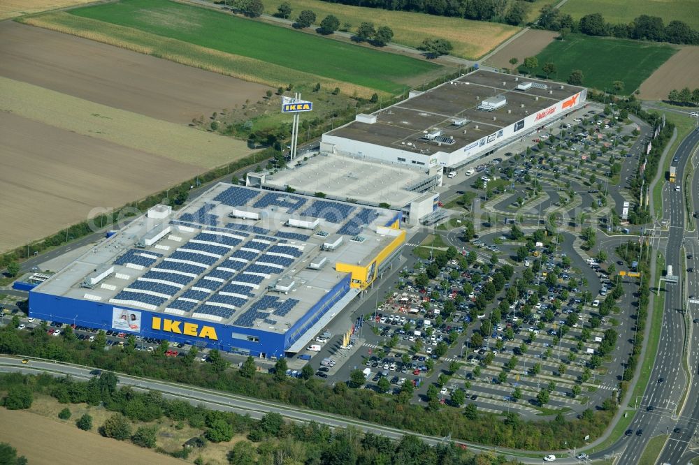 Aerial image Mannheim - Building of the store - furniture market IKEA Einrichtungshaus Mannheim in Mannheim in the state Baden-Wuerttemberg