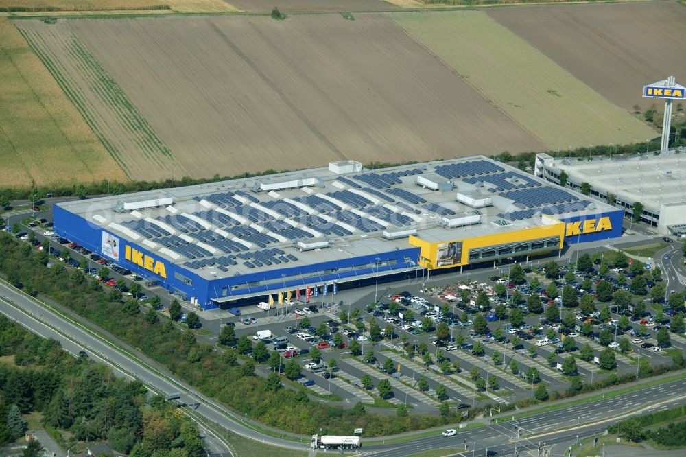 Mannheim from above - Building of the store - furniture market IKEA Einrichtungshaus Mannheim in Mannheim in the state Baden-Wuerttemberg