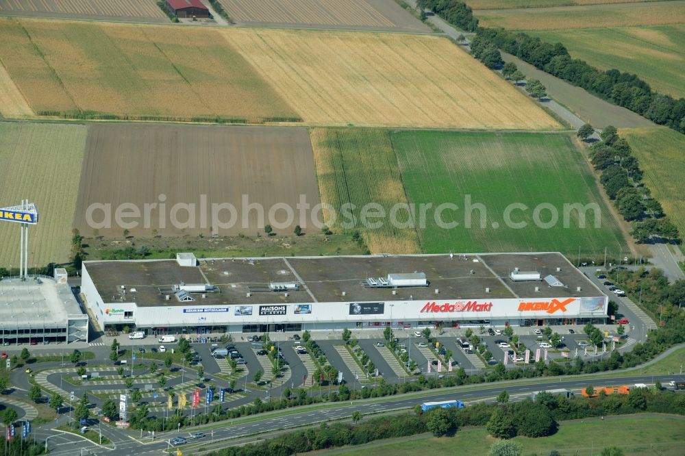 Aerial image Mannheim - Building of the store - furniture market IKEA Einrichtungshaus Mannheim in Mannheim in the state Baden-Wuerttemberg