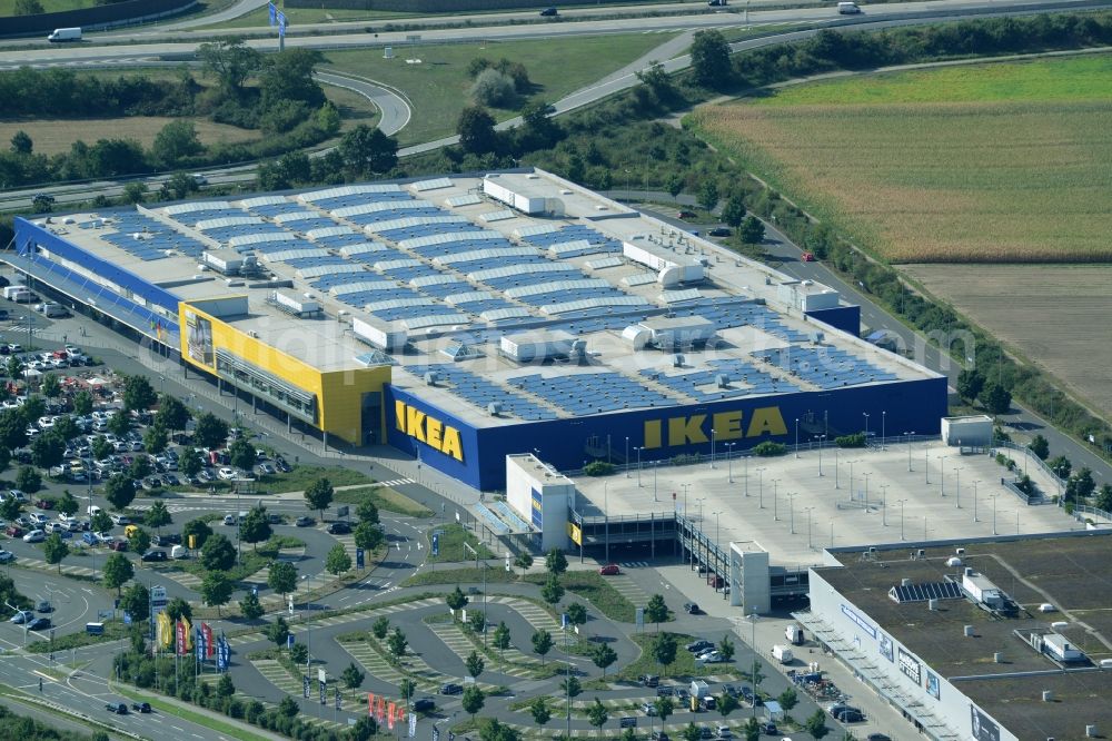 Mannheim from above - Building of the store - furniture market IKEA Einrichtungshaus Mannheim in Mannheim in the state Baden-Wuerttemberg