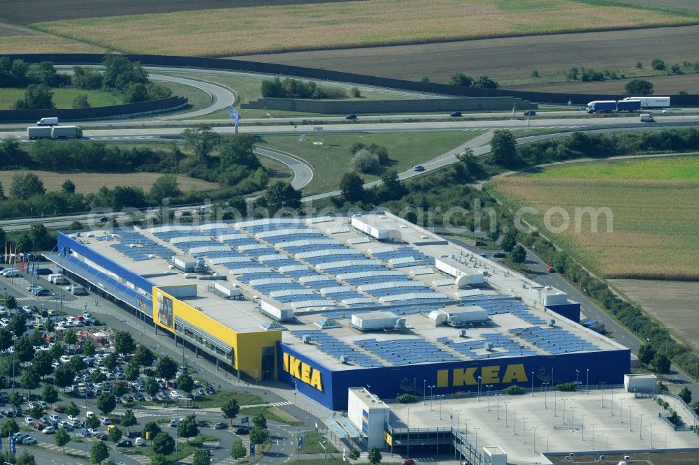 Mannheim from the bird's eye view: Building of the store - furniture market IKEA Einrichtungshaus Mannheim in Mannheim in the state Baden-Wuerttemberg