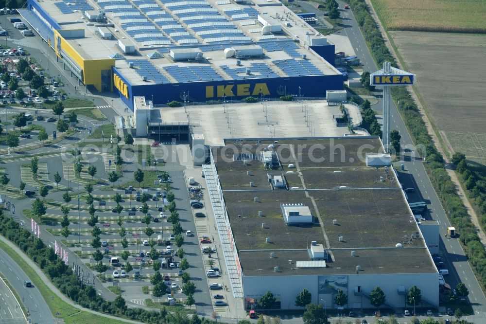 Mannheim from above - Building of the store - furniture market IKEA Einrichtungshaus Mannheim in Mannheim in the state Baden-Wuerttemberg