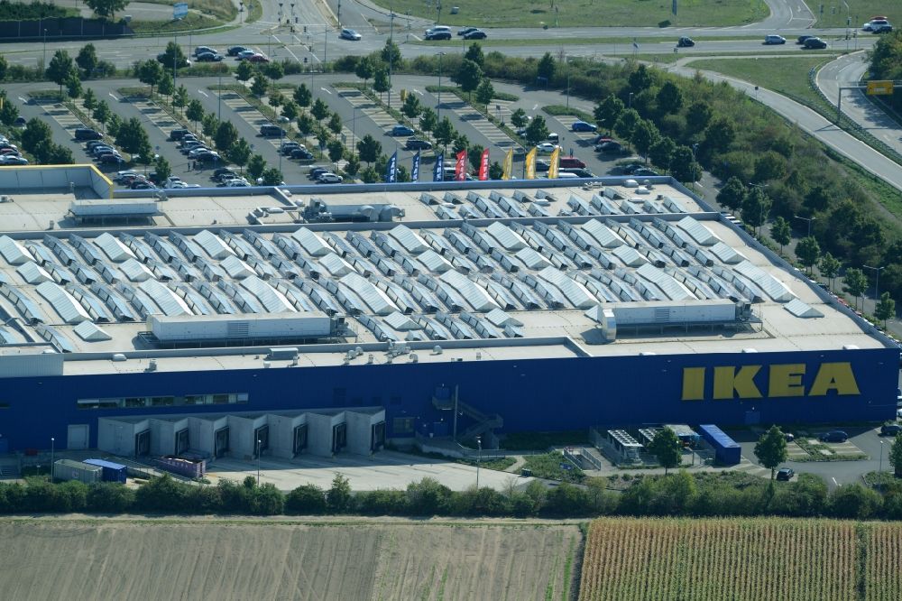 Aerial image Mannheim - Building of the store - furniture market IKEA Einrichtungshaus Mannheim in Mannheim in the state Baden-Wuerttemberg