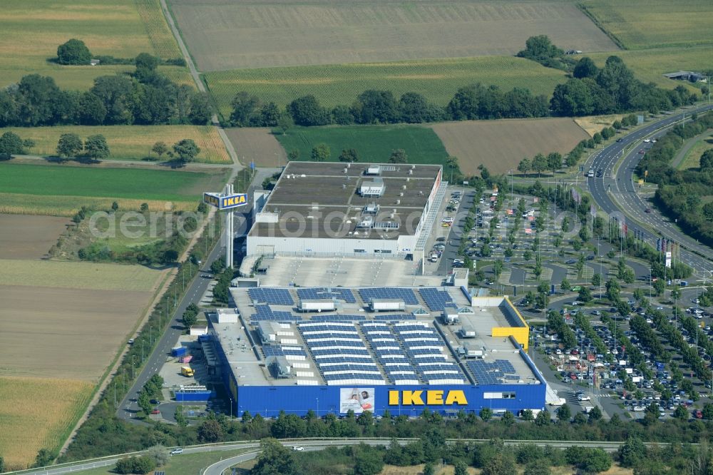 Mannheim from the bird's eye view: Building of the store - furniture market IKEA Einrichtungshaus Mannheim in Mannheim in the state Baden-Wuerttemberg