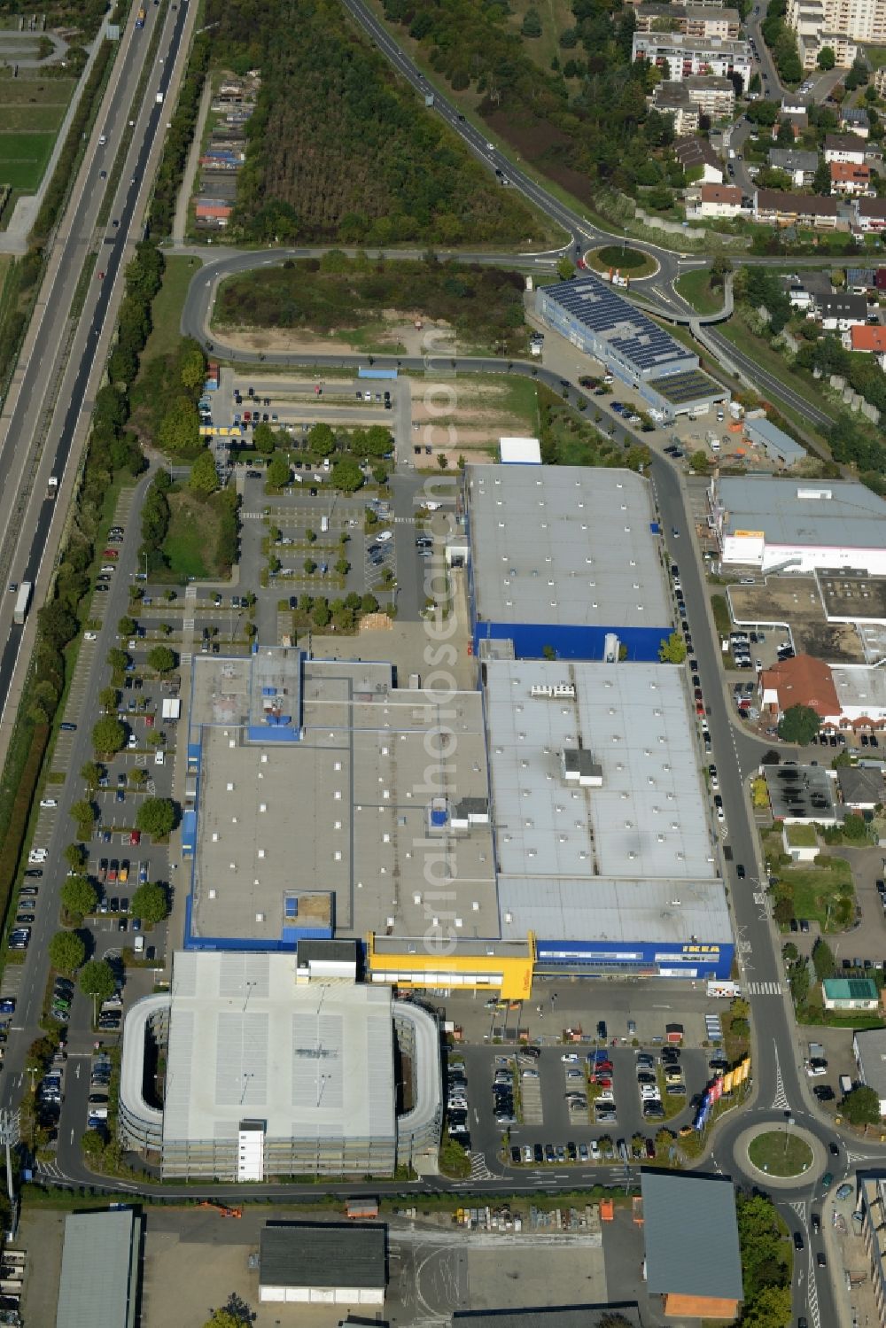 Aerial photograph Walldorf - Building of the store - furniture market IKEA Einrichtungshaus in Walldorf in the state Baden-Wuerttemberg