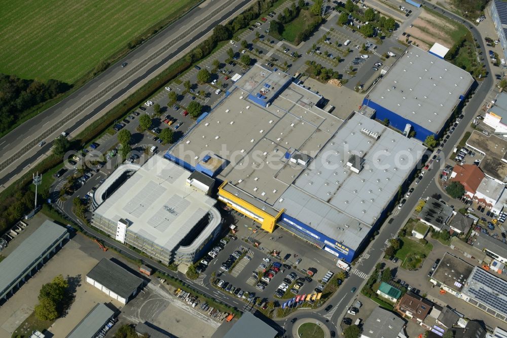 Walldorf from the bird's eye view: Building of the store - furniture market IKEA Einrichtungshaus in Walldorf in the state Baden-Wuerttemberg