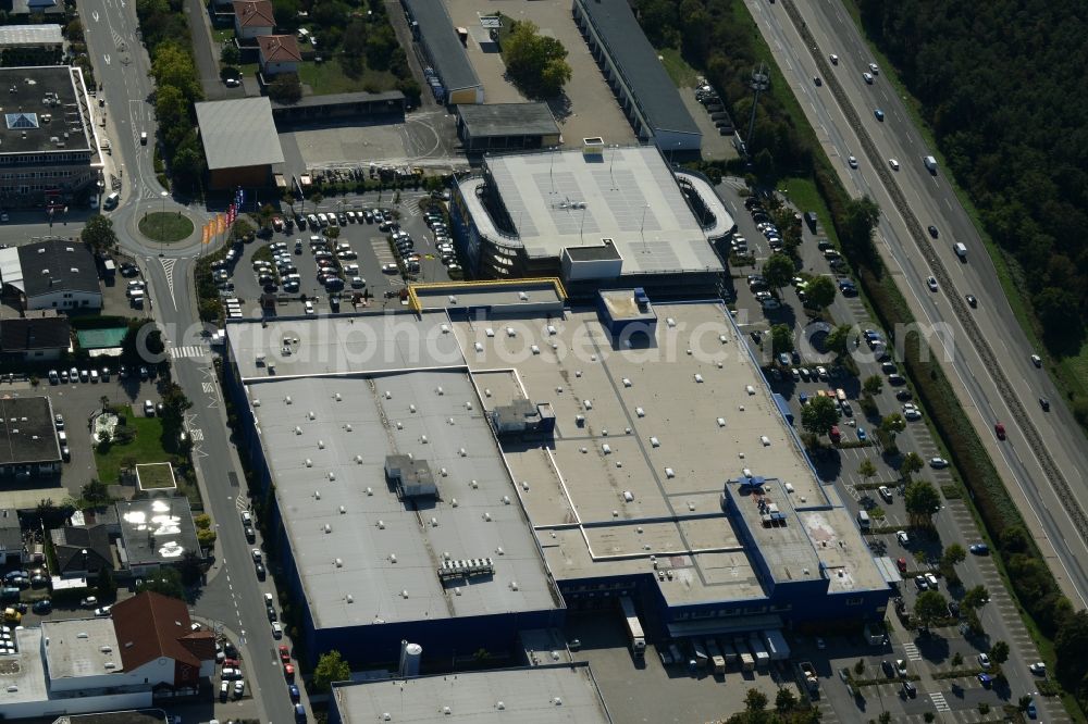 Aerial photograph Walldorf - Building of the store - furniture market IKEA Einrichtungshaus in Walldorf in the state Baden-Wuerttemberg