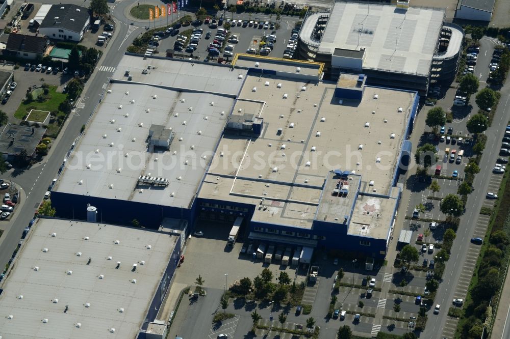 Walldorf from the bird's eye view: Building of the store - furniture market IKEA Einrichtungshaus in Walldorf in the state Baden-Wuerttemberg