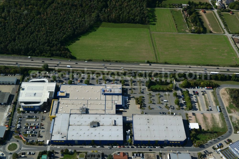 Aerial photograph Walldorf - Building of the store - furniture market IKEA Einrichtungshaus in Walldorf in the state Baden-Wuerttemberg