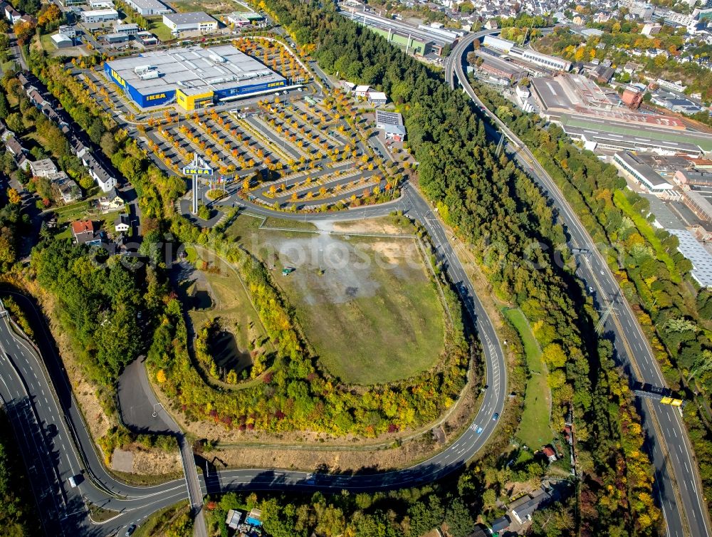 Aerial image Siegen - Building of the store - furniture market IKEA Group in Siegen in the state North Rhine-Westphalia