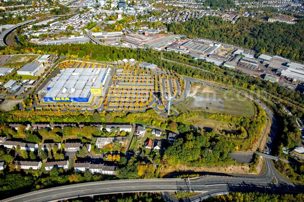 Siegen from the bird's eye view: Building of the store - furniture market IKEA Group in Siegen in the state North Rhine-Westphalia