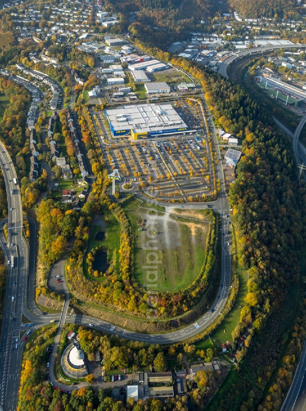 Siegen from the bird's eye view: Building of the store - furniture market IKEA Group in Siegen in the state North Rhine-Westphalia