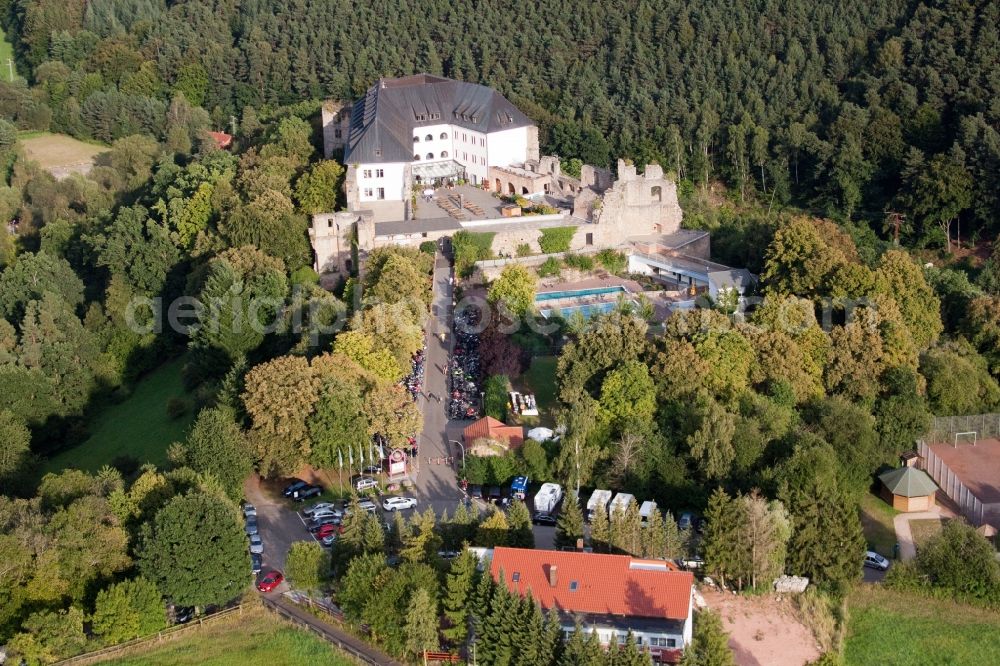 Wattenheim from above - Building the hostel Burg Altleiningen in the district Hoeningen in Altleiningen in the state Rhineland-Palatinate