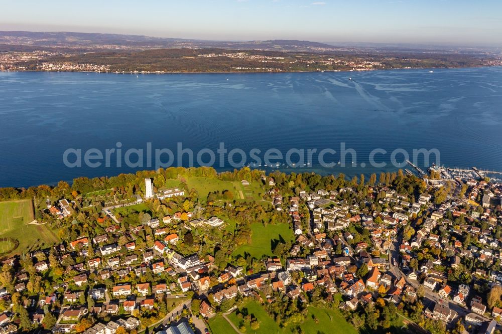 Konstanz from above - Building the hostel DJH Otto-Moericke-Tower Konstanz in the district Allmannsdorf in Konstanz in the state Baden-Wurttemberg, Germany