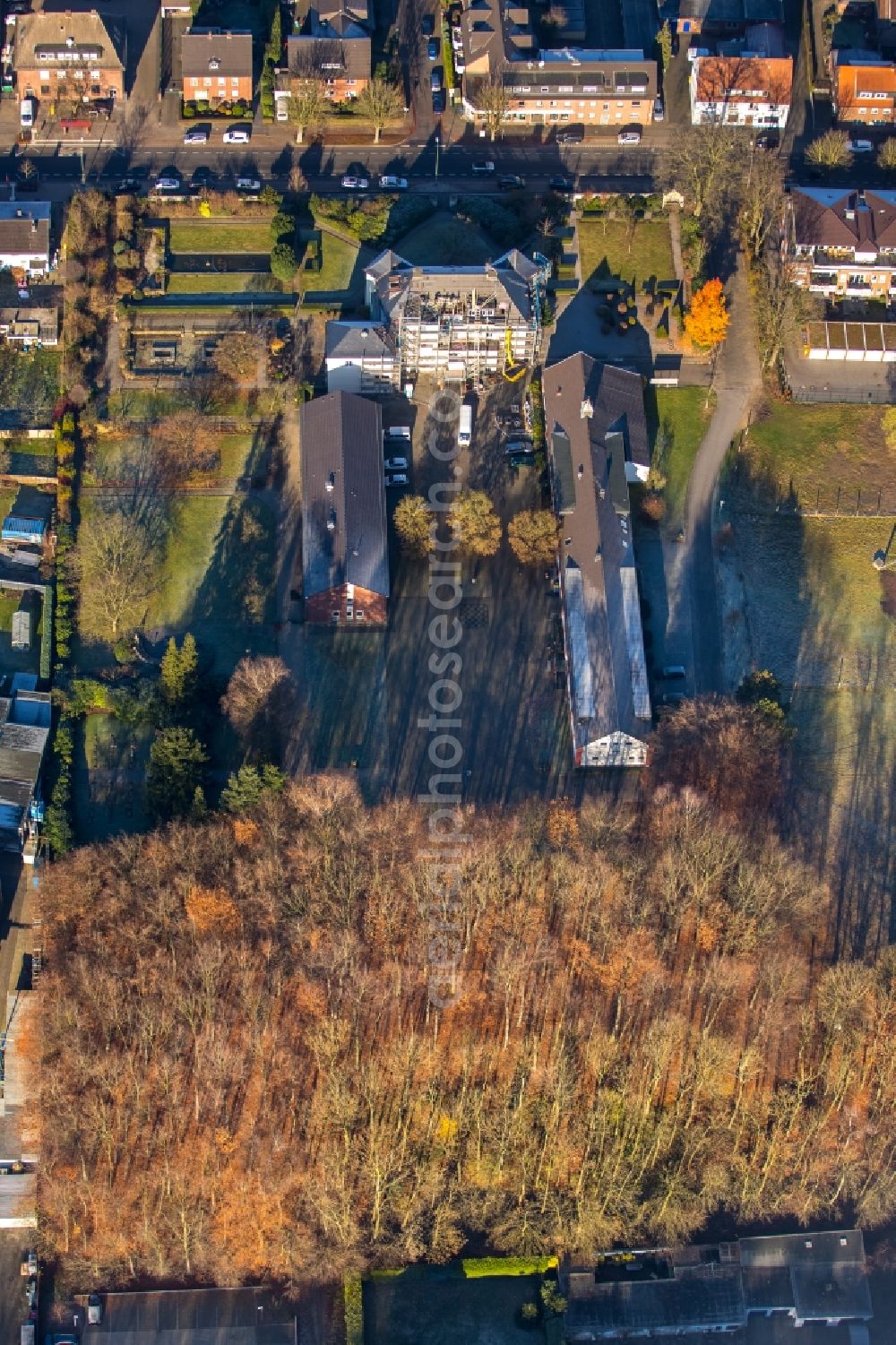 Bottrop from above - Building the hostel Hauptstrasse in the district Kirchhellen in Bottrop in the state North Rhine-Westphalia