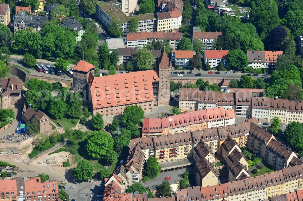 Nürnberg from above - Building the hostel in Nuremberg in the state Bavaria