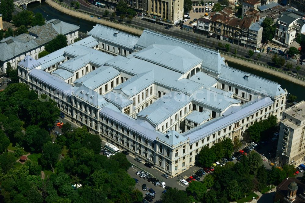 Bukarest from the bird's eye view: Ministry of Justice building in the Palace of Justice Curtea de Apel Bucuresti in the capital city Bucharest in Romania