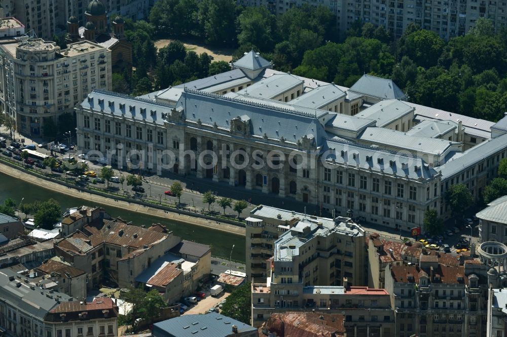 Aerial image Bukarest - Ministry of Justice building in the Palace of Justice Curtea de Apel Bucuresti in the capital city Bucharest in Romania