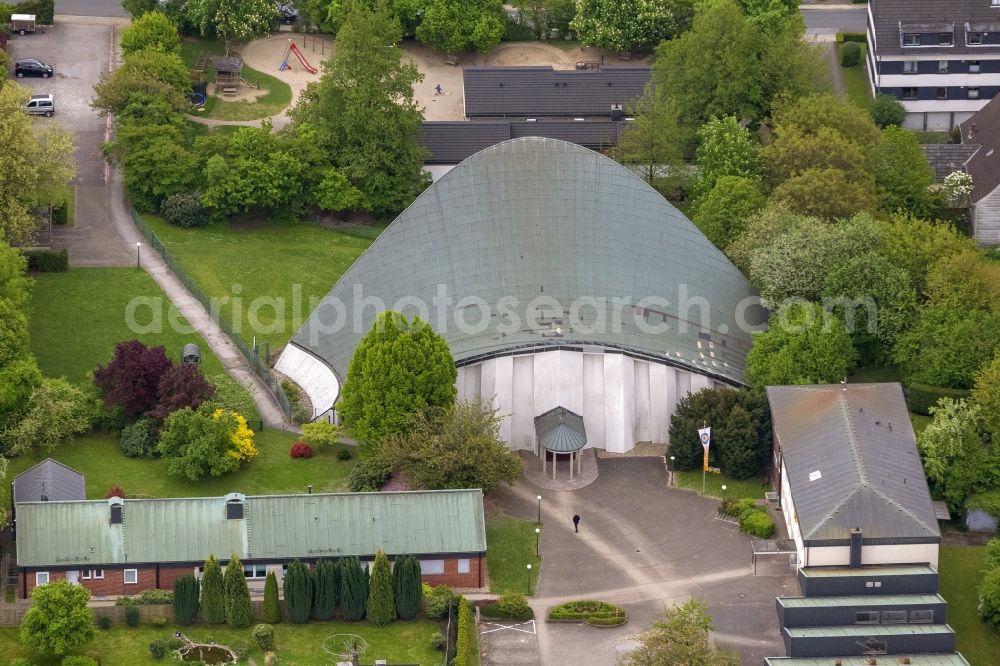 Essen Überrhur from above - View of the Catholic Church building in the township St.Suitbert near Essen-Überrhur in North Rhine-Westphalia