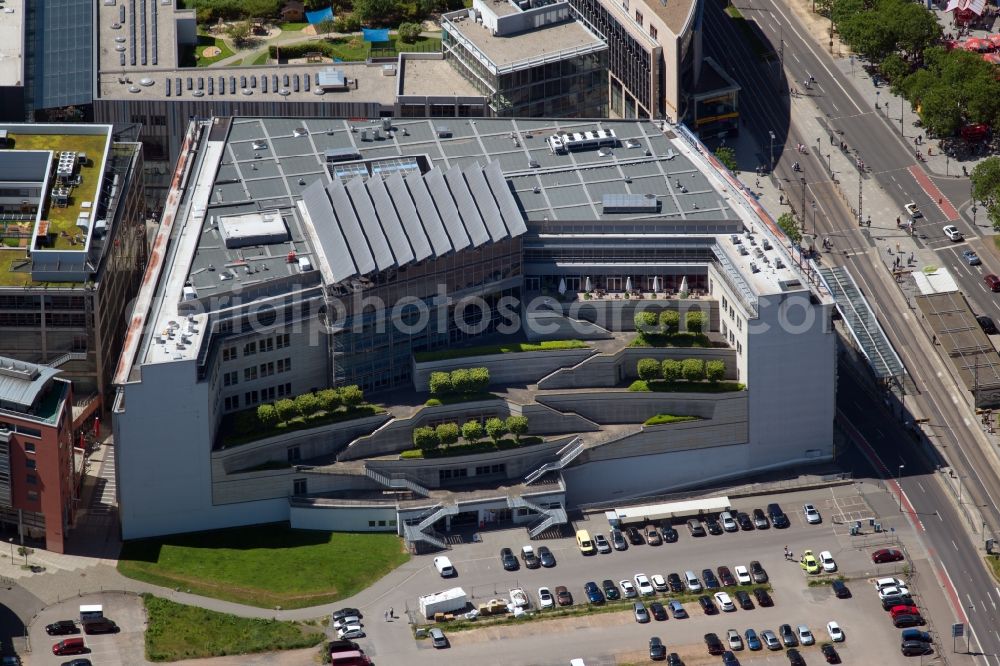 Dresden from above - Building of the department store Karstadt Dresden in der Prager Strasse in Dresden in the state Saxony