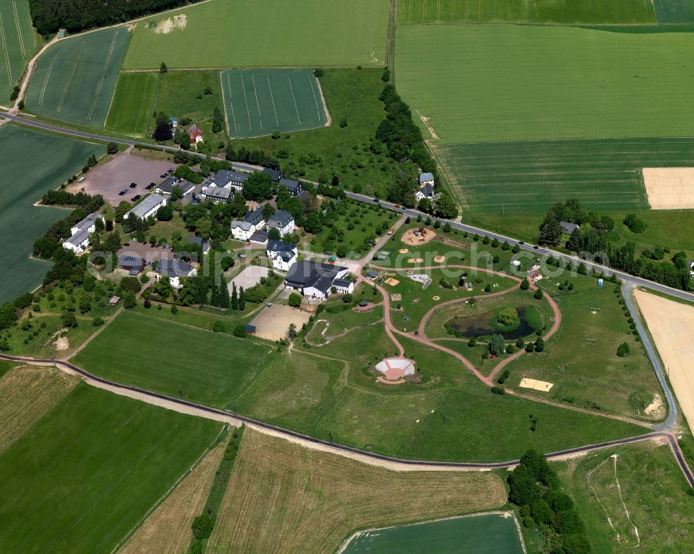 Auf dem Schmiedel, Nannhausen from above - Building the Ev. Children, youth and family welfare (KJF) in The Schmiedel, Nannhausen in Rhineland-Palatinate. The Schmiedel was founded in 1849 by Pastor Julius Reuss with citizens in and around Simmern as rescue home for neglected children