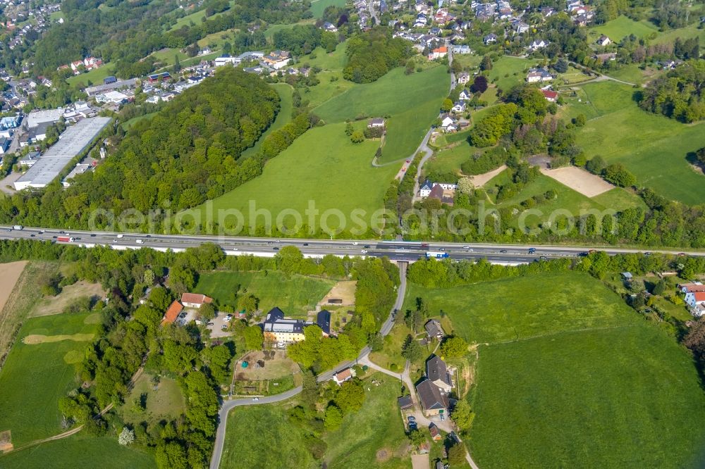 Witten from the bird's eye view: Buildings of the Childrens and Youth Home Christopherus-Haus e.V. on Ruesbergstrasse in the district Herbede in Witten in the state North Rhine-Westphalia, Germany