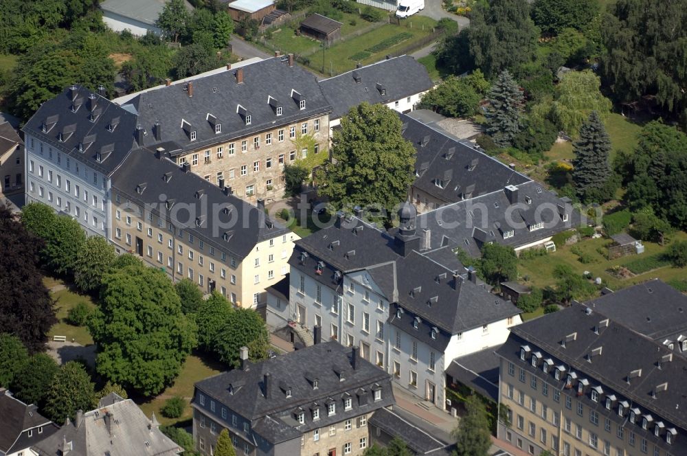 Ebersdorf from above - Buildings of the Childrens and Youth Home Ruestzeitenheim Sonnenschein in Ebersdorf in the state Thuringia, Germany