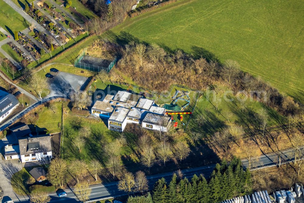 Dorlar from the bird's eye view: Building the KITA day nursery on street Hauptstrasse in Dorlar at Sauerland in the state North Rhine-Westphalia, Germany