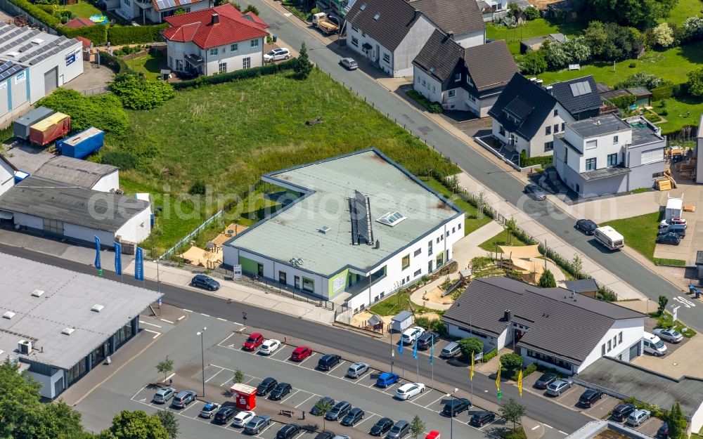 Brilon from above - Building the KITA day nursery DRK-Kindertageseinrichtung Brilon on Freiladestrasse in Brilon in the state North Rhine-Westphalia, Germany