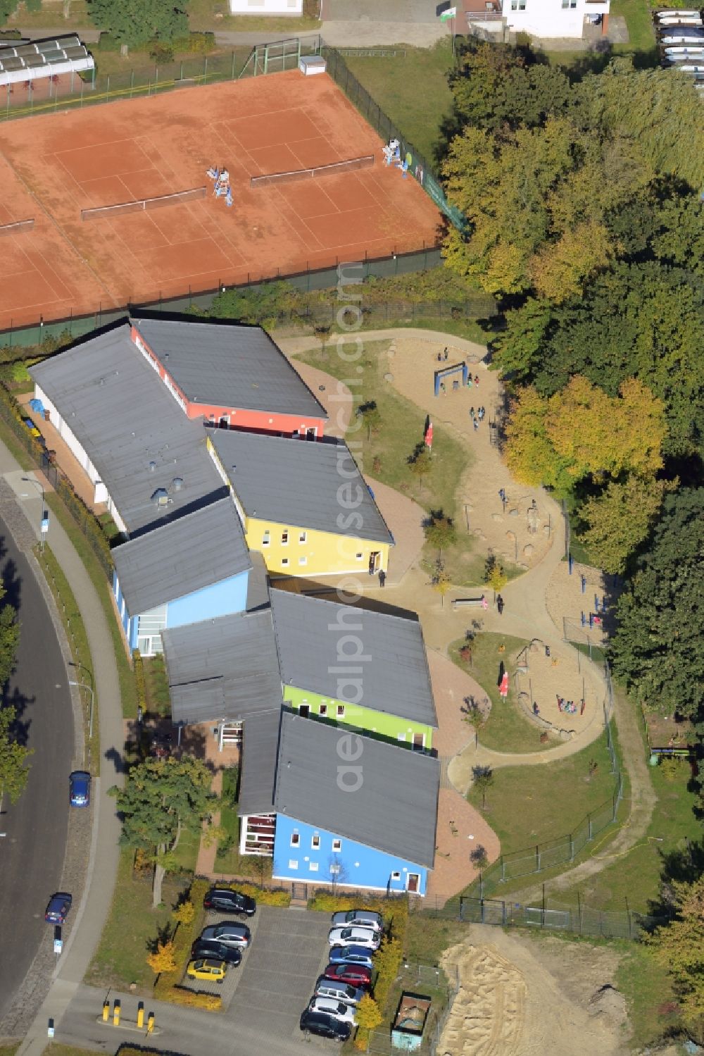 Aerial photograph Oranienburg - Building the day nursery at the Heidelberger Strasse in Oranienburg in the state Brandenburg