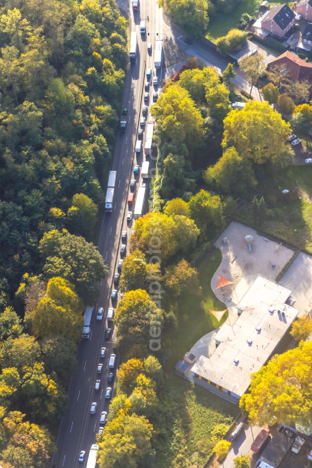 Gladbeck from above - Building the KITA day nursery between Uhlandstrasse - Goethestrasse - Essener Strasse in Gladbeck at Ruhrgebiet in the state North Rhine-Westphalia, Germany