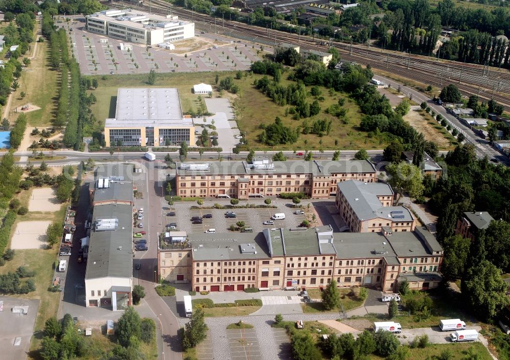 Halle / Saale from above - Building of local business and Craftsmen of the city hall in the state of Saxony-Anhalt