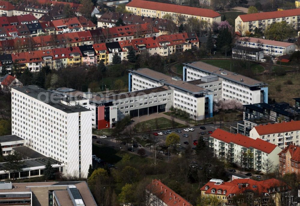 Erfurt from the bird's eye view: Building Complex of the Employment Agency Employment Agency at the Max-Reger-street in Erfurt in Thuringia