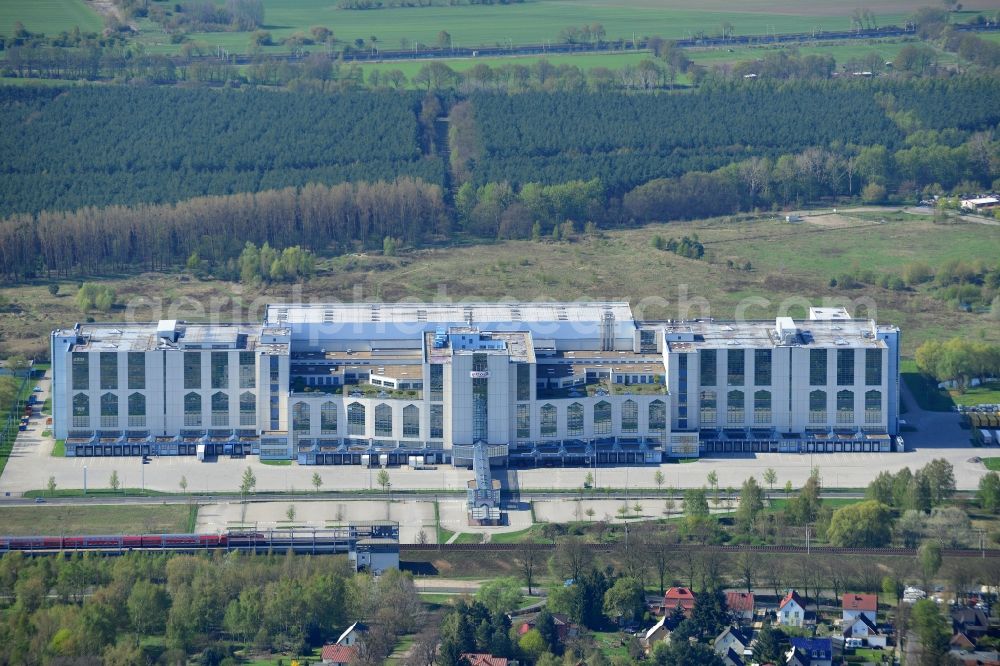 Falkensee from above - Building Complex of Herlitz works by Pelican International and the e-commerce center in Falkensee in Brandenburg