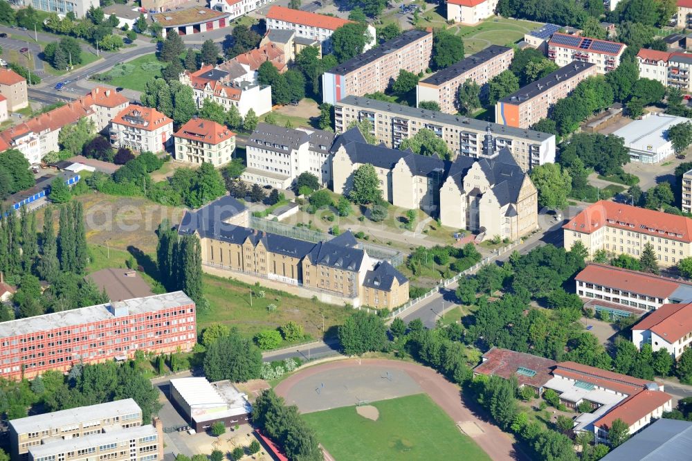 Aerial image Halberstadt - Building complex of the Penitentiary Prison Halberstadt in Saxony-Anhalt