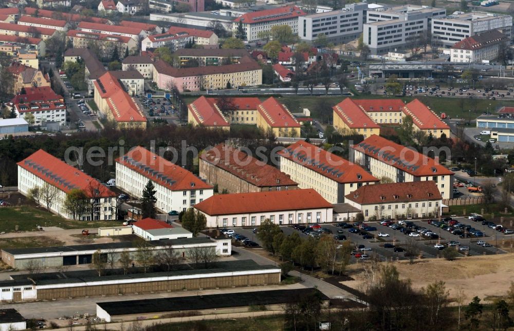 Erfurt from above - Building Complex of the barracks at the riser of the german army Bundeswehr in Erfurt in Thuringia