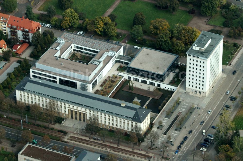 Aerial photograph Erfurt - Building complex of the Thuringian state parliament in Erfurt in Thuringia