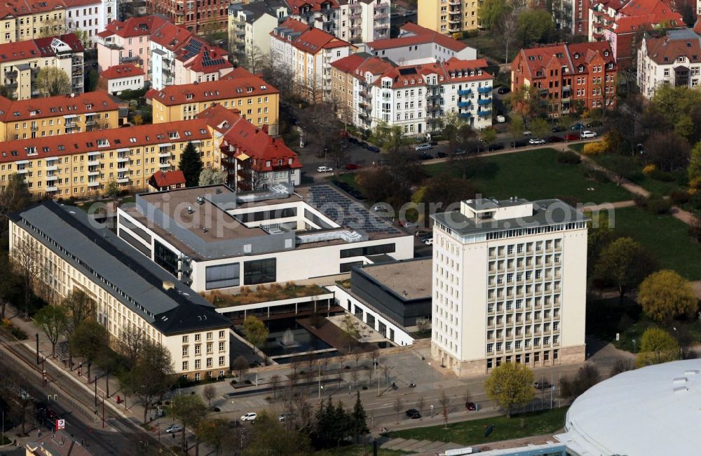 Aerial image Erfurt - Building complex of the Thuringian state parliament in Erfurt in Thuringia