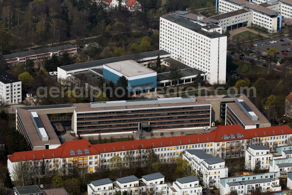 Aerial image Erfurt - Building Complex of the Thuringian Ministry for Health, Family and Health in the Werner Seelenbinder street in Erfurt in Thuringia