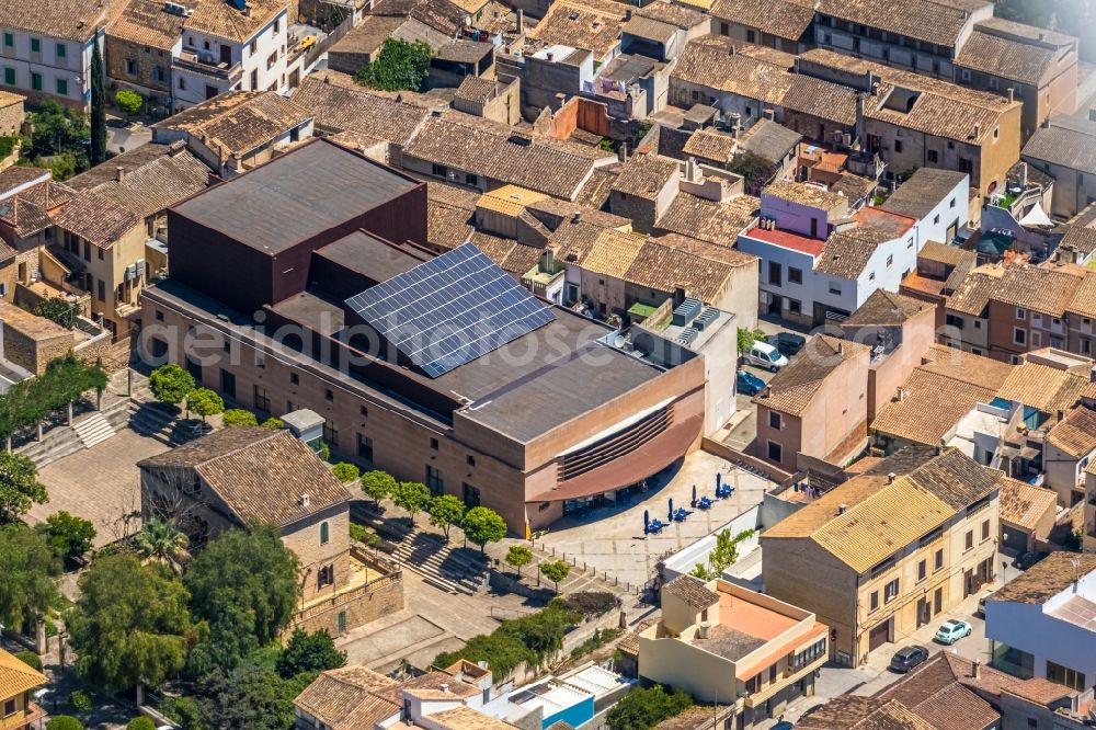 Aerial image Arta - Building of the concert hall and theater playhouse in Arta in Balearic island of Mallorca, Spain