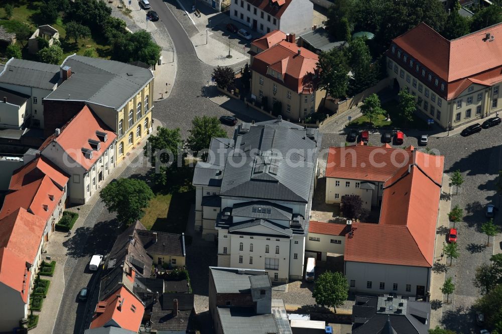 Bernburg (Saale) from above - Building of the concert hall and theater playhouse in Bernburg (Saale) in the state Saxony-Anhalt