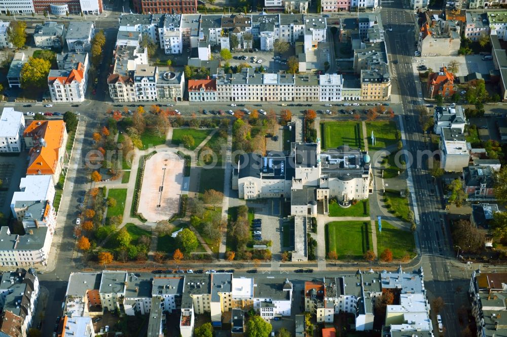 Aerial image Cottbus - Building of the concert hall and theater playhouse in Cottbus in the state Brandenburg, Germany