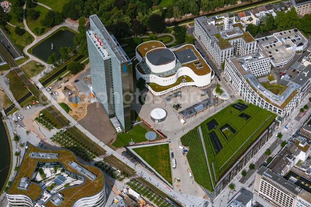 Aerial image Düsseldorf - Building of the concert hall and theater playhouse in Duesseldorf in the state North Rhine-Westphalia, Germany