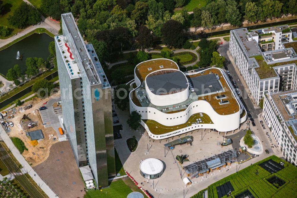 Aerial photograph Düsseldorf - Building of the concert hall and theater playhouse in Duesseldorf in the state North Rhine-Westphalia, Germany