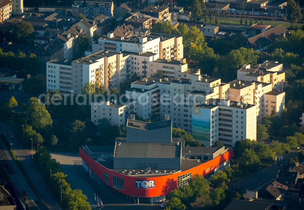 Duisburg from above - Building of the concert hall and theater playhouse in Duisburg in the state North Rhine-Westphalia